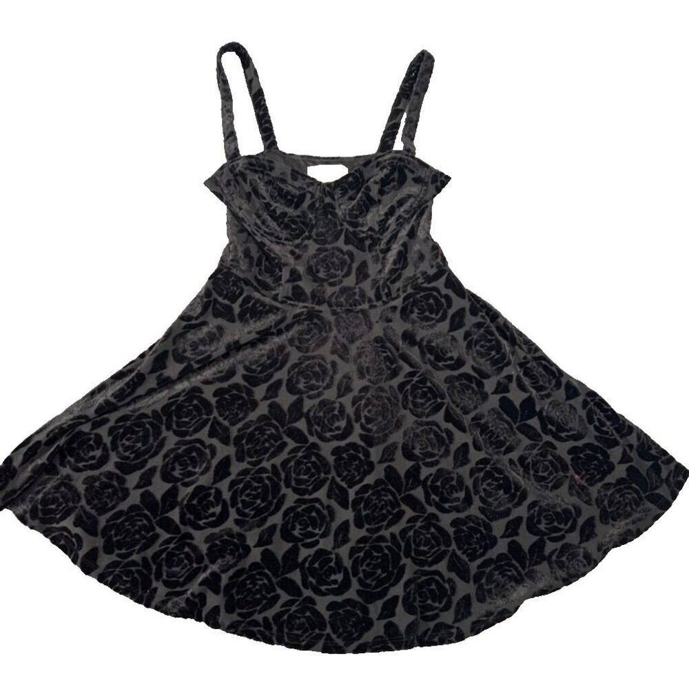 Abercrombie & Fitch Black Floral Velvet Dress Women's S